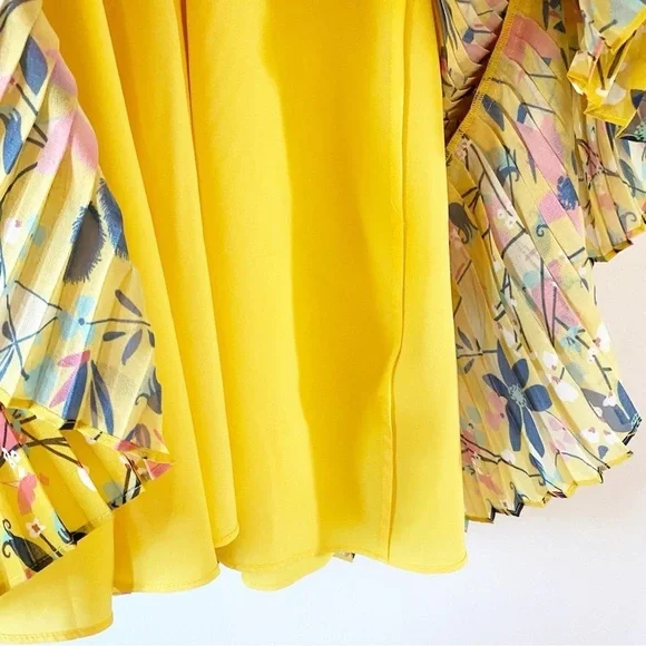 SALONI Amy 100% Silk Floral Mini Dress Lemon Garden Size 0 - Picture 12 of 13